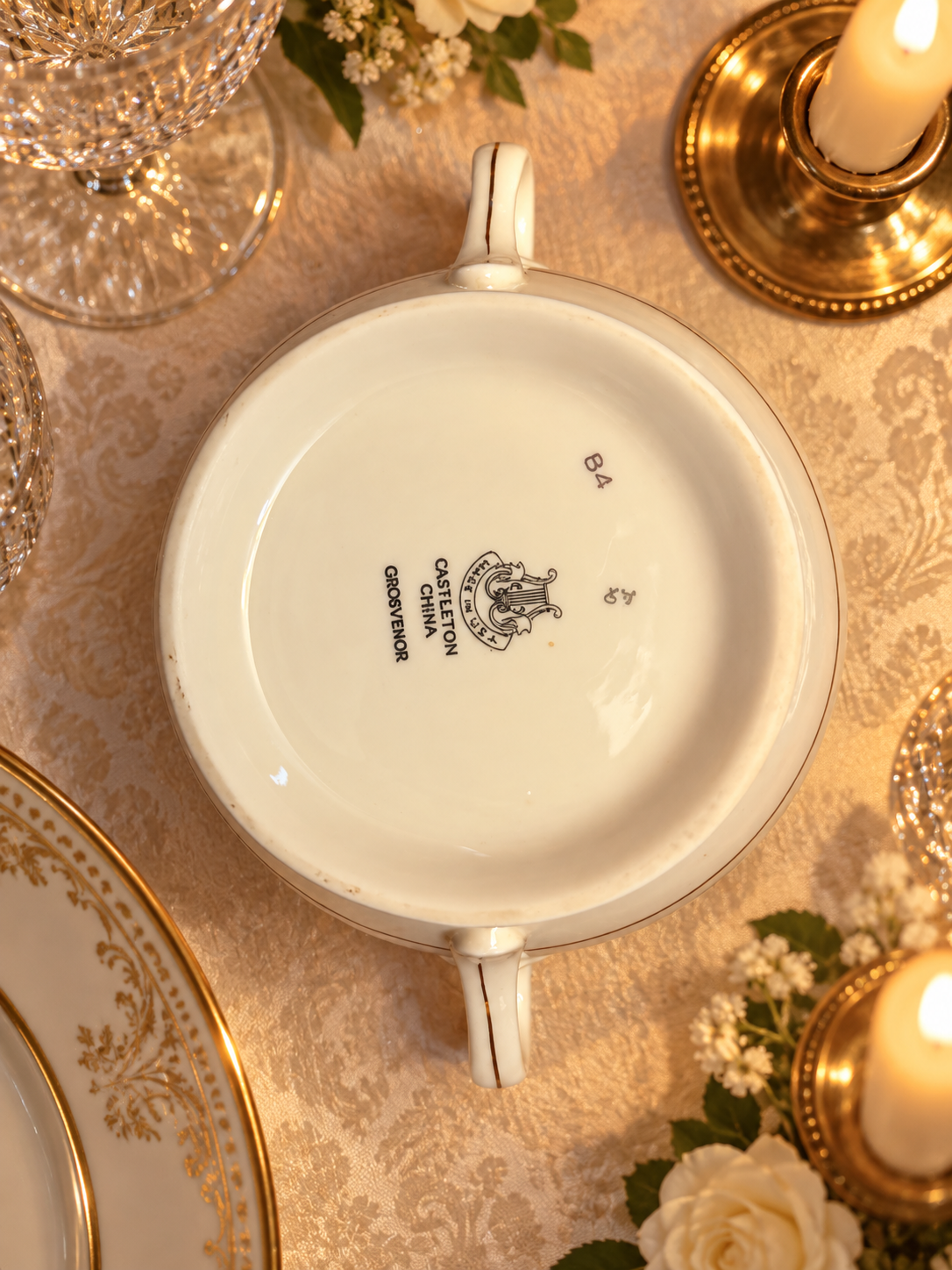 Elegant Vintage Castleton China – Grosvenor Covered Sugar Bowl – Excellent Condition-1950s-1960s