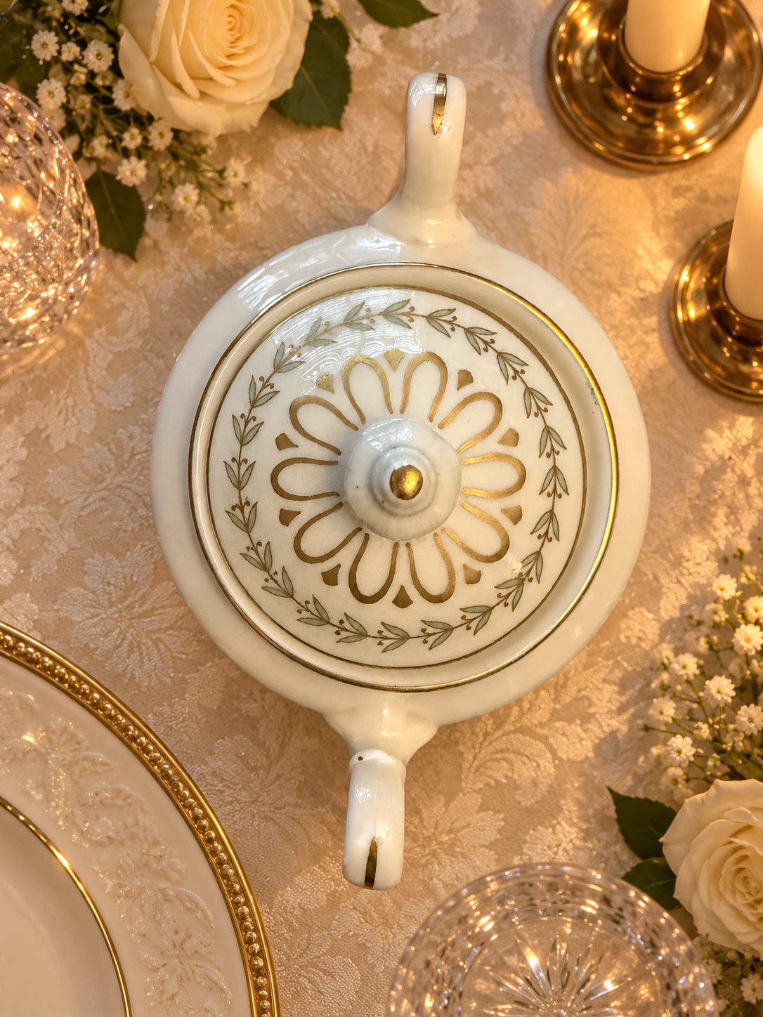Elegant Vintage Castleton China – Grosvenor Covered Sugar Bowl – Excellent Condition-1950s-1960s