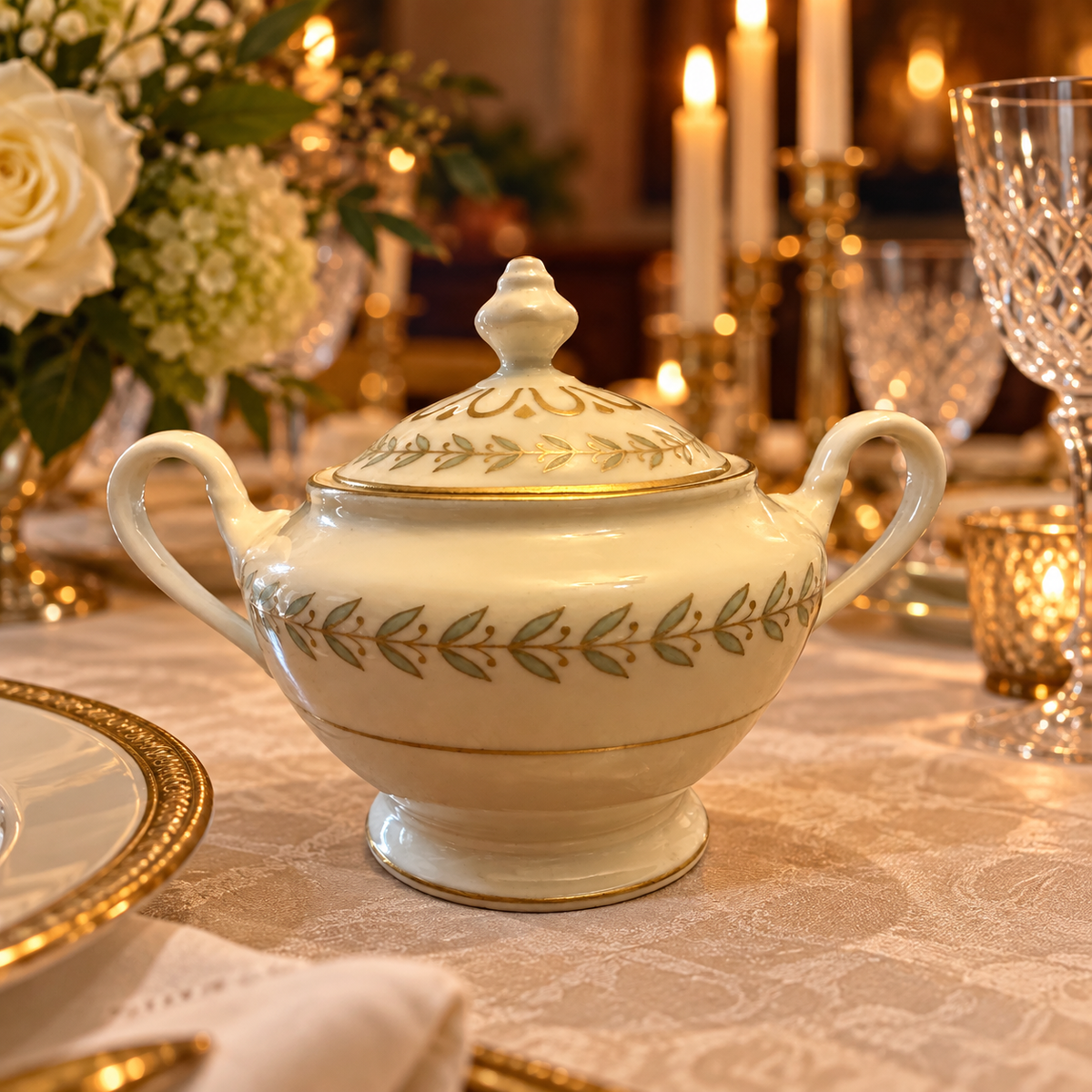 Elegant Vintage Castleton China – Grosvenor Covered Sugar Bowl – Excellent Condition-1950s-1960s